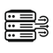 icon that depicts a serverstack where data flows effortless
