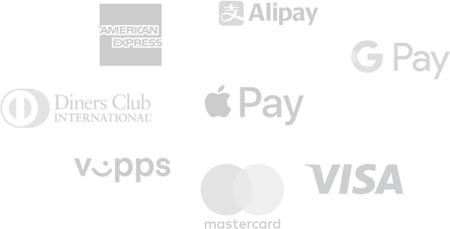 Logoer fra kjente betalingsleverandører som Visa, Mastecard, Apple Pay og kontaktløs betaling.