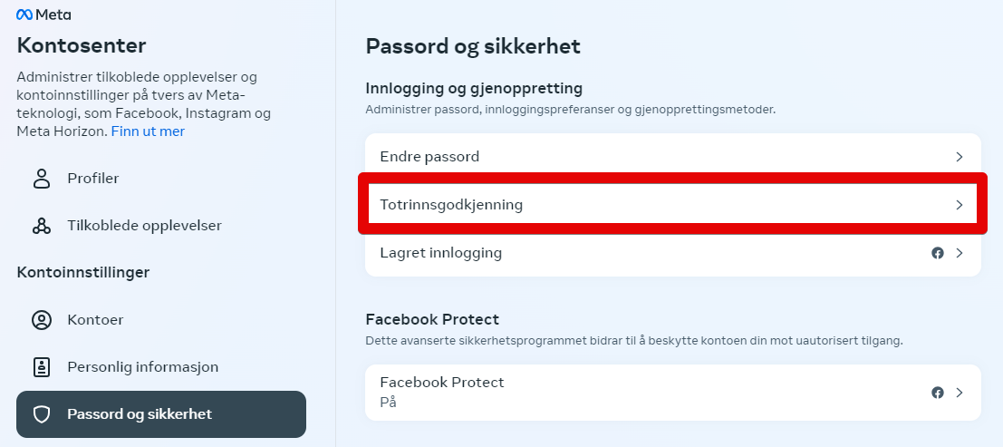 totrinnsgodkjenning_facebook_acccount