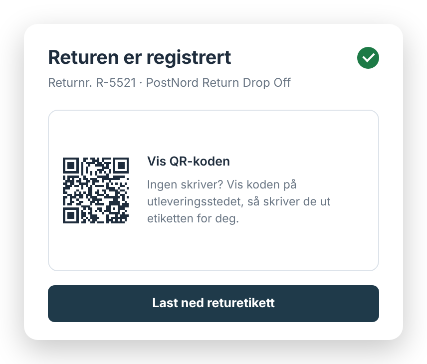Etikett og QR-kode med en gang